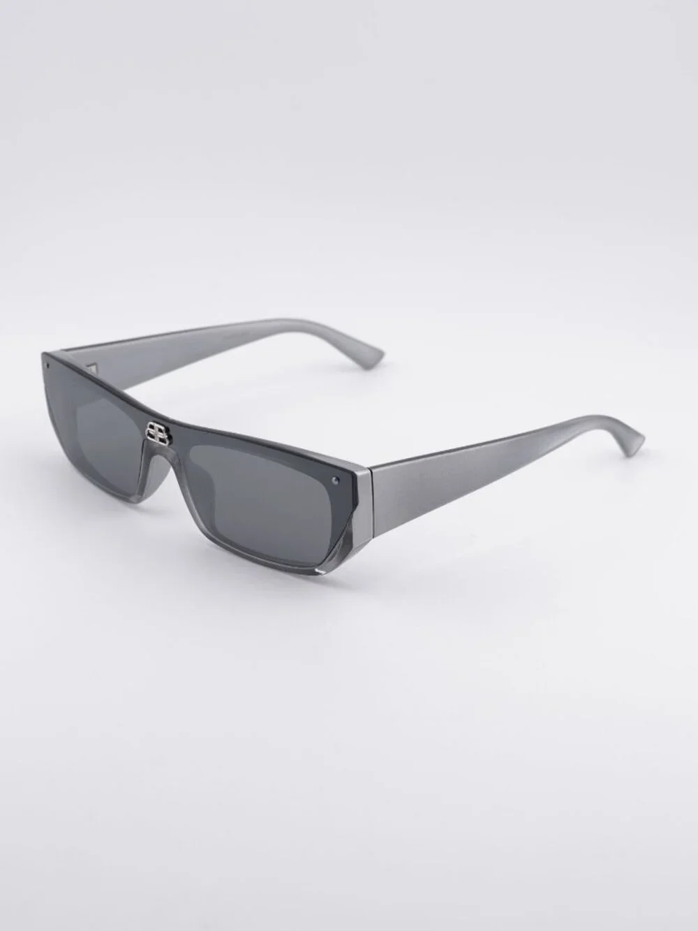 Balenciaga BB0080S 002 Rectangle Unisex Sunglasses - Silver